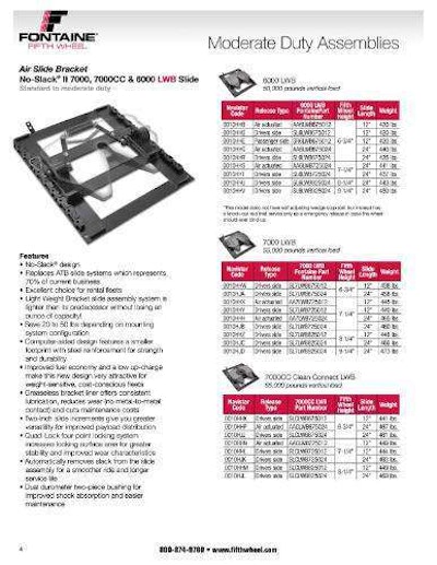 FONTAINE FIFTH WHEEL CATALOG