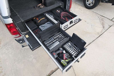 Pickup truck slide top out tool box