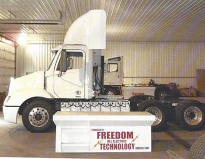 This is a photo that accompanied a press release from Oakridge Global Energy Solutions which states that it will be building batteries for a class 8 electric truck that is expected to have a range of 400 miles or more.