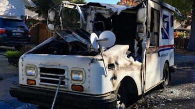 USPS vehicle fire