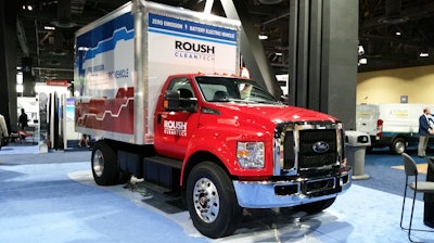 Roush CleanTech’s electric Ford F-650 prototype was unveiled at ACT Expo in May.