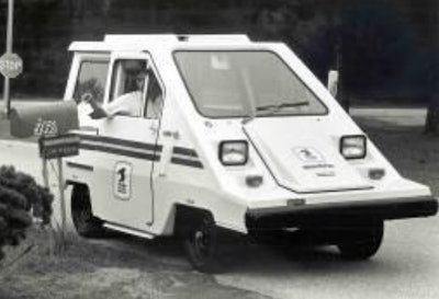 No, it’s not an old Buck Rogers prop, but rather a 1980 Commuter Vehicles EV. I think I used to shoot at these things in my Atari.