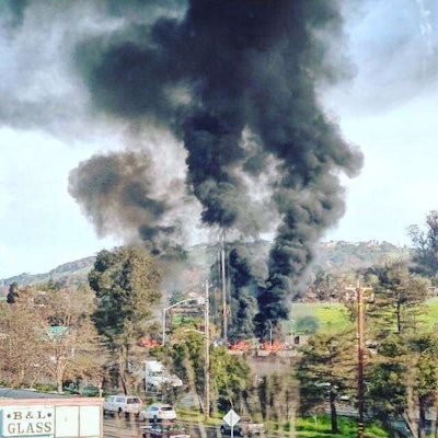 Dump truck fire