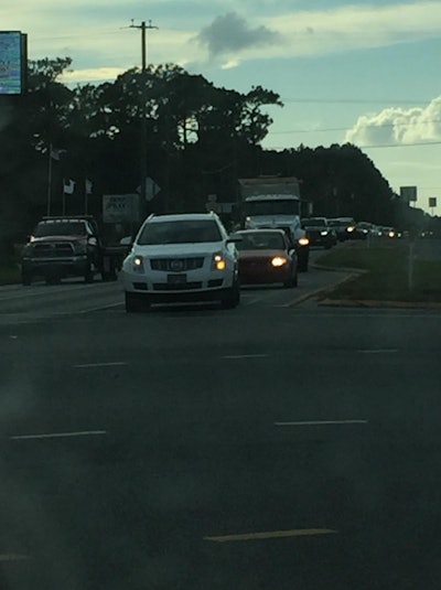 West and northbound lanes were filled today with folks fleeing from Panama City, Fla. during a mandatory evacuation brought on by Hurricane Michael.