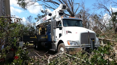 Arbormax crane gets ready to go to work following Hurricane Michael in Panama City, Fla.