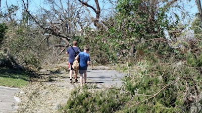 Numerous roads covered in trees could only be traveled by foot for days following the storm