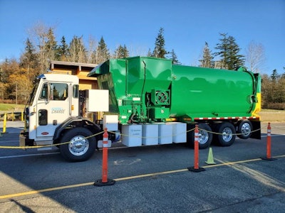 The Peterbilt 520EV refuse truck in Anchorage, Alaska will be paired with a Labrie refuse body.