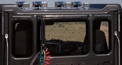 An optional three-piece rear window is 77% larger compared to the Western Star 4900.