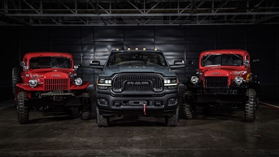 (From Left to Right) 1946 Dodge Power Wagon, 2021 Ram Power Wago