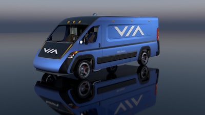 VIA Motors Class 2 electric cargo van is advertised with a 62-mile range.