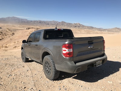 Lifted 2022 Ford Maverick pickup in the desert