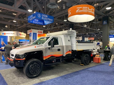 Zeus Electric Chassis at ACT Expo this week. Their electric dump truck shown here will be heading to Sacramento.