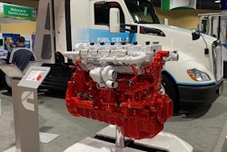 Cummins X15H hydrogen engine on display at the Advanced Clean Transportation Expo this past May in Long Beach, Calif.
