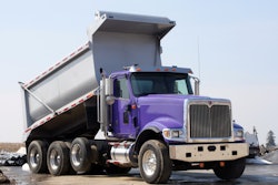 Purple International dump truck