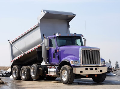 Purple International dump truck