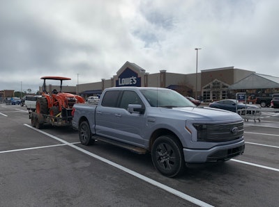 Towing took a big chunk out of range in the 2022 Ford F-150 Lightning. We started out with 288 miles following a 100% charge. After inputting trailer data, range dropped to 164 miles. After hitting the road, range recalculated and left us with 124 miles to tow a 7,000 lb. load. Obviously, if you're regularly towing out of town, you'd have to seriously rethink Lightning. However, it's so inexpensive to fuel this truck and maintain it that you want to make it work, and for some, that could very well happen.