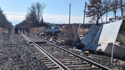 2022 Ford straight truck train collision