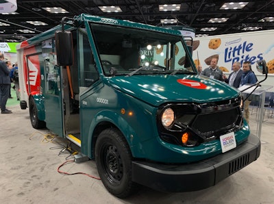 An electric prototype of Morgan Olson's C250 delivery van was unveiled today at Work Truck Show.