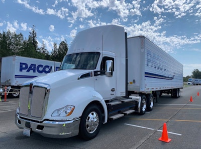 Time will tell if Paccar and other members of the Engine Manufacturers Association step up to support the organization's efforts in the newly formed Clean Freight Coalition. An all-electric Kenworth T680E is shown above.
