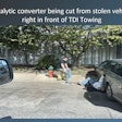 Catalytic converter being cut from a stolen vehicle in front of TDI Towing