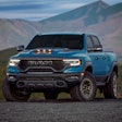 blue 2024 ram 1500 trx final edition parked mountain background